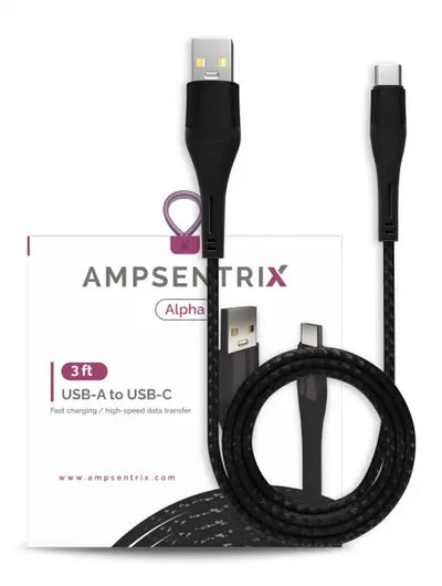 USB Type A to Type C Cable (Gun Metal) AmpSentrix